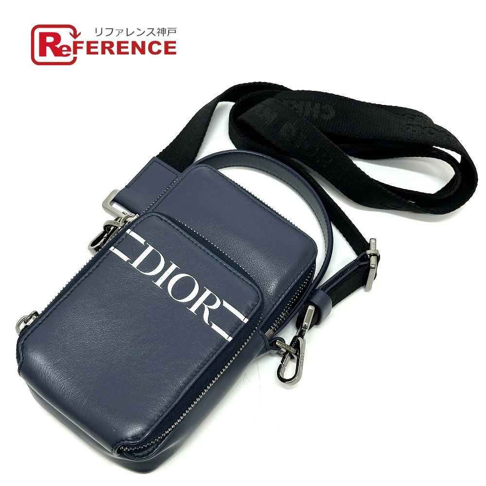 Christian Dior phone Bag Shoulder Crossbody Leather Blue